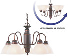 0320638 Portfolio Country Cottage Chandelier Bronze Alabaster Shades Sale