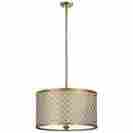 04598 Cyan Design Pendant Chandelier Calypso Large 4 Light Gold Leaf Linen Sh 100014157285