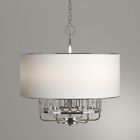 04740 Light Chandelier Brushed Nickel Fabric Shade Dining Room 0897821004740