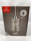058219654415 Globe Olier Chrome Finish Crystal Inserts Light Pendant