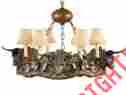 0617-lh-ml Eurolux Home New Chandelier 3 Longhorn Head Cast Resin Faux Leather Shade Ul-listed 6