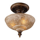08100-agb Golden Lighting Mount Elk Restoration Semi-flush Three-light Bronze