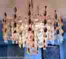 1009-601 Sciolari Mid-century Crystal Lens Chandelier W Twisted Glass And Brass