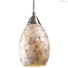 10443-1 Unbranded Capiz Capri Shell Light Pendant Set In Satin Nickel