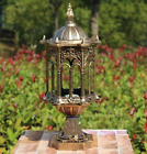 1092876 Unbranded Outdoor Antique Brass Glass Lantern Exterior Post Lamp Light
