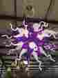 11264829 Purple White Burst Chandelier Artist Made Hand Blown Glass 35.5 Dia Custom Lighting 815781020341