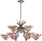 1476-6 3crw Elk Refraction Chandelier With Creme White Glass Shade