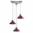 3mar 1477 Elk Lighting New 3 Light Mini Pendant Fixture Polished Chrome Red Mars Glass