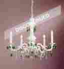 1804 Cottage Chic Fredrick Ramond Original 5 Light Chandelier Imported Green Crystals