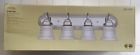 185068 Hampton Glass Bay Light Bath Shades Ribbed Fixture Bar Chrome