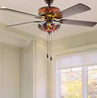 18905 Rog Tiffany Style Stained Glass Across Ceiling Fan Light With