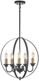 B086gsyy5m 18inch Globe Chandelier 5-lights Farmhouse Pendant Light