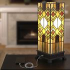 19252 Rog Mission Arts Craft Stained Glass Pillar Uplight High With