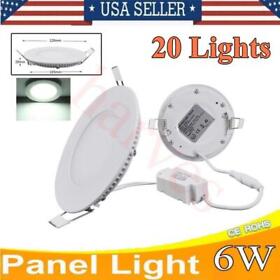 Yp6wl 20x 6w Cool White Led Panel Light Recessed Round Ceiling Lamp Kitchen Fixtures