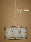 7929773 21955 Uttermost Modern Contemporary Antique Gold Linen Drum Shade Ovala Pendant Light Chandelier 792977219553