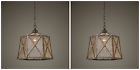 21991utter Unbranded Two Rich Mercury Glass Silver Metal Detail Pendant Hanging Chandelier Light