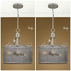 22004utter Unbranded Two Rich Aged Handcrafted Ivory Metal Pendant Ceiling Chandelier Screen Shade