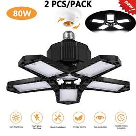 Gxmj0019401 2pcs E27 Led Garage Light Bulb Deformable Ceiling Fixture Lights Workshop Lamp