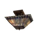 31191 16 " Ceiling Lamp Light Peacock Fixture Jeweled Meyda Flushmount Oblong