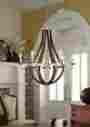 3280409-846 Vineyard Hanging Wood Chandelier Light Fixture Chrome Dining Room Wooden Formal 785652245633