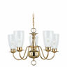 3314-02 Seagull Five Light Chandelier Polished Brass Glass Globe 785652331428