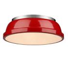 3602-14 Pw-rd Golden Lighting Duncan Red And Pewter Flush Mount 844375032194