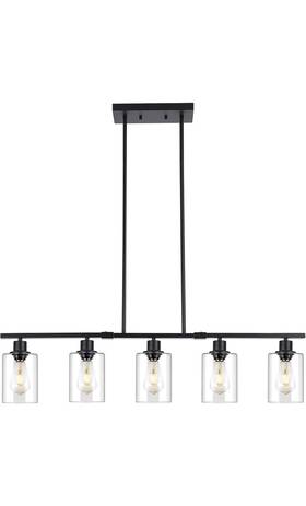 Aj9012p5bk 3wwwuee 39.4 Inch Kitchen Island Lighting 5 Lights Clear Glass Pendant Light Fixtue Bla