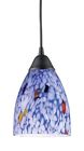 406-1bl Elk Pendant In Dark Rust And Starlight Blue Glass