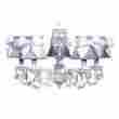 71502-2516-500 5-arm Jubilee Collection Chand Glass Turret White With Ch Shade Plain Lavender And Bows