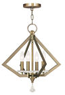 50664-01 Diamond Livex Antique Chandelier 4 Fixture Ceiling Lighting Brass Light