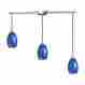 517-3l-s Elk Lighting New 3 Light Island Pendant Track Fixture Brushed Nickel Blue Glass 748119020617