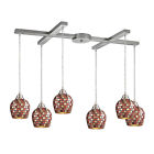 528-6mlt Satin Elk Light 6 Multi Fusion Lighting Pendant Nickel