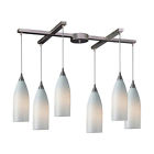 522-6ws 6 Large Satin Cilindro White Lighting Swirl Elk Nickel Light Pendant