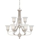 60 4149 Surrey Nuvo Lighting Brushed Nickel Nine Light Two Tier Chandelier 045923641497