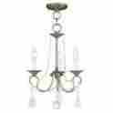 6513-01 Livex Lighting Pennington 3 Light Antique Brass Convertible Crystal Chandelier