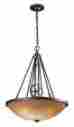 66265-3 Chain Bowl Pendant Elk Lighting Cog 3 Light Chandelier Amber Glass Industrial 830335015406
