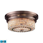 66441-2-led Elk Chadwick Led 13 Inch Antique Copper Flush Mount Ceiling Light 830335020523