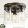 708747338751 Laluz Farmhouse Flush Mount Ceiling Light Rustic Fixture