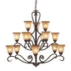 748119933061 Elk Lighting 9330 6 3 15 Light Chandelier Mocha Antique Amber Glass