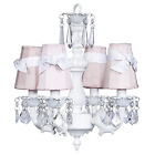 77702 6504 Jubilee Collection 4 Arm Fountain Chandelier In White With Pink Shades New Box