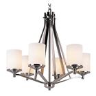 7926 Trans Global Lighting Young And Hip 6 Light Chandelier Brushed Nickel Frosted Glass 736916569279