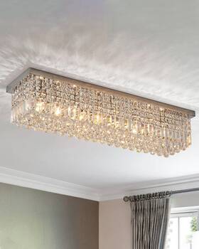 7pm 612520885656 Rectangular Chandelier Modern Dining Room Light Fixture With Luxury K9 Raind