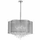 Ill-258c-pc-814 8-light Lieberman Dainolite Crystal Pendant With Silver Laminated Organza Shade Polishe 065214005104