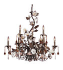 85003 Deep Rust Lighting Fiore Elk Cristallo Collection Chandelier