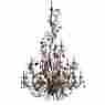7481197 85004 Elk Lighting 18 Light Chandelier Fixture Bronze Glass Flowers Amber Clear Crystal 748119850047