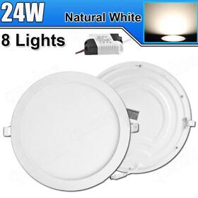Ma0127209 8x 24w Led Recessed Ceiling Panel Down Lights Bulb Lamp Fixture Natural White