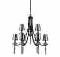 1-211-9-19 9-light Savoy House Avington Chandelier Ebony With Smoked Mercury Glass Shades
