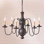 9206tbor Irvins Tinware Large Chesterfield Chandelier Americana Black Wood Iron New