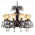 9930 Trans Global Lighting Crystal Flair 10 Light Chandelier Dark Bronze 736916543569