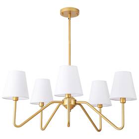 9mmml 752790032876 30.5 Inch 5 Arms Gold Chandelier Lights Kitchen Island Lighting With White Fab